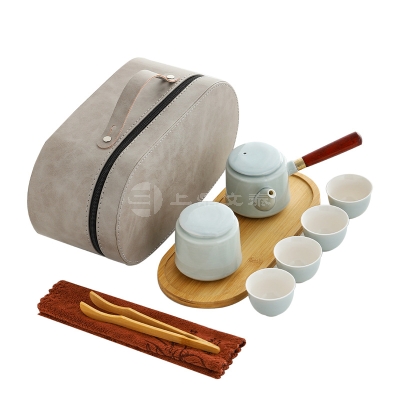 色釉旅行茶具套装便携户外办公室家用侧把壶一壶四杯