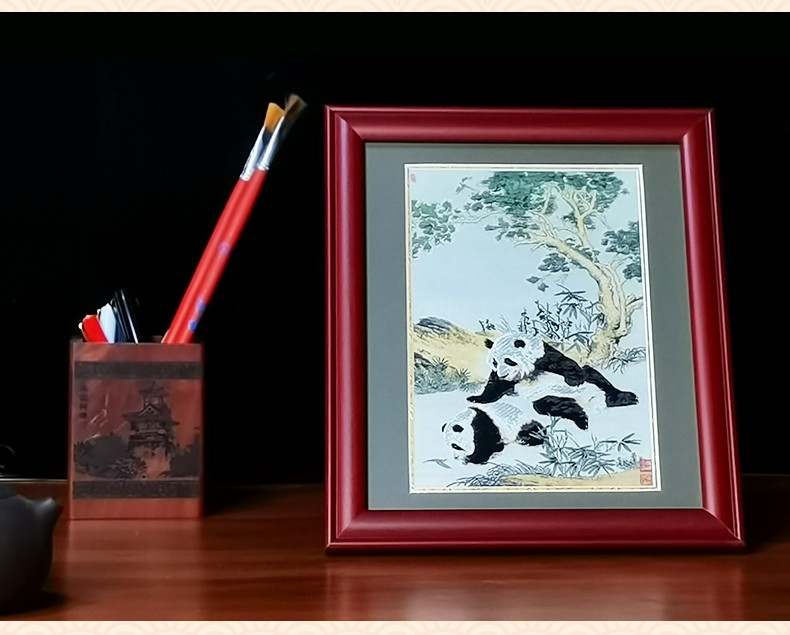 老秀馆银杏熊猫木质相框画品牌
