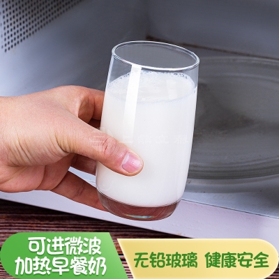 乐美雅牛奶杯子玻璃早餐杯家用耐热微波可加热专用杯燕麦透明喝水