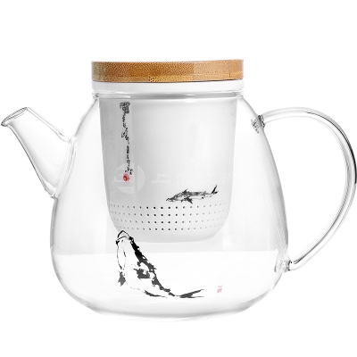 湖畔居耐热玻璃壶净瓷茶具套装一壶四杯旅行功夫茶具可电瓷加热