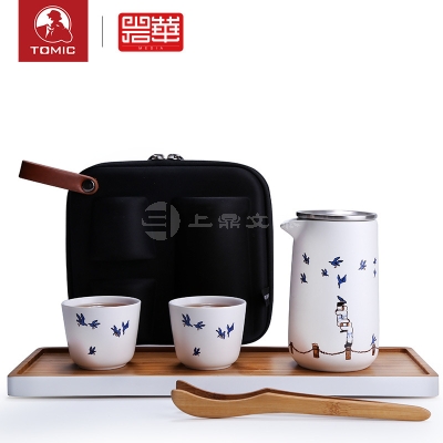 湖畔居鸟停飞泡茶宝便携旅行陶瓷泡茶具一壶两杯茶具套装品牌