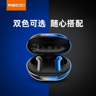 Recci锐思真无线蓝牙耳机TWS入耳式 立体声5.1蓝色时尚游戏耳机