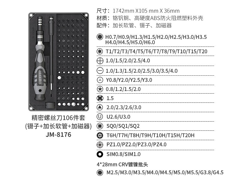 JAKEMY铬钒合金钢材质螺丝刀套装产品介绍