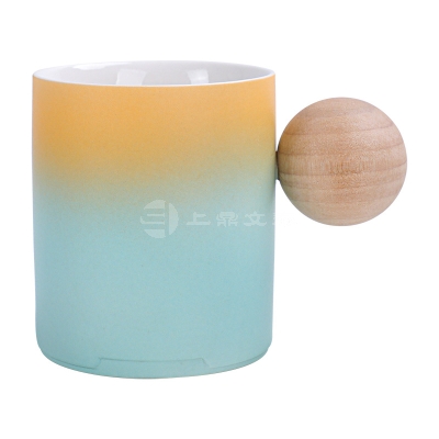 粗陶咖啡杯子创意木球柄马克杯陶瓷高颜值高档精致设计感小众水杯